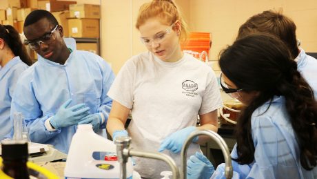 College students in a lab