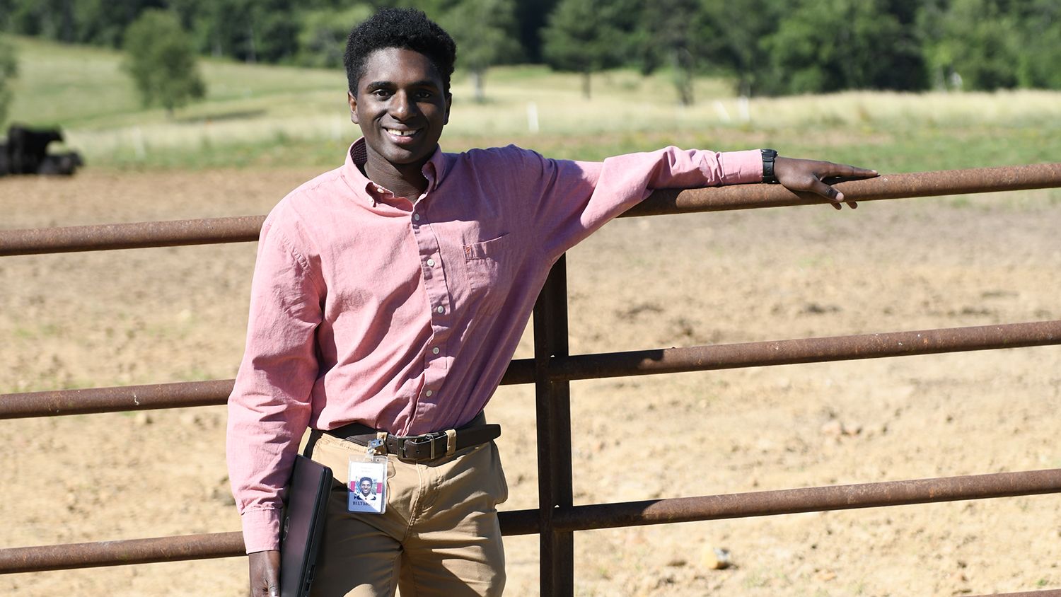 Student at a cattle farm