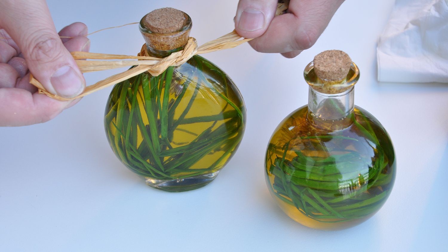 Two bottles of infused oils