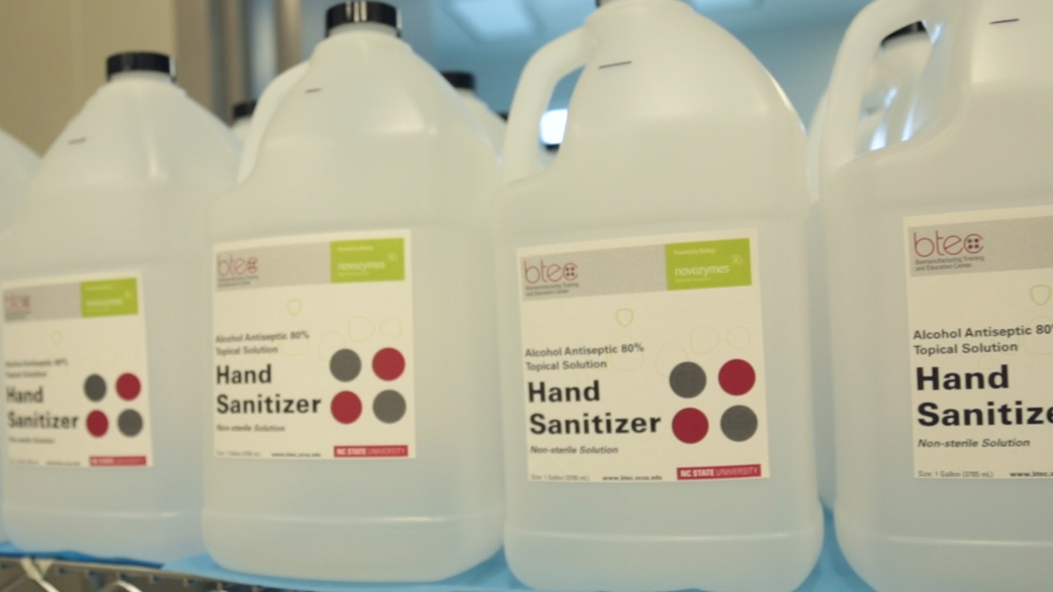 Bottles of hand sanitizer.