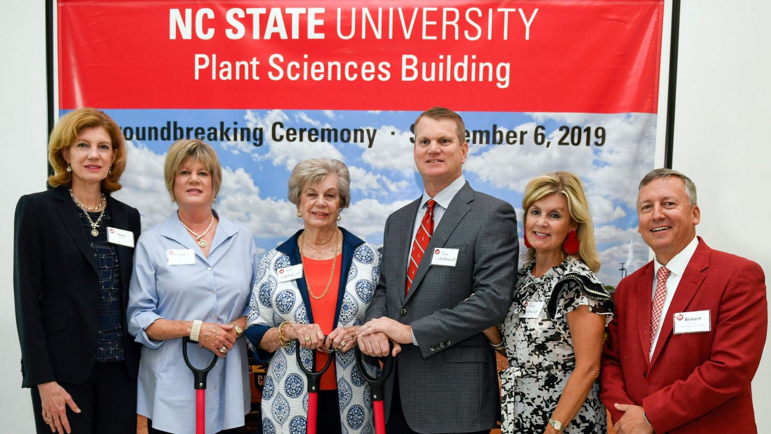 Jim Whitehurst and family celebrate the groundbreaking for the NC State University Plant Sciences Building