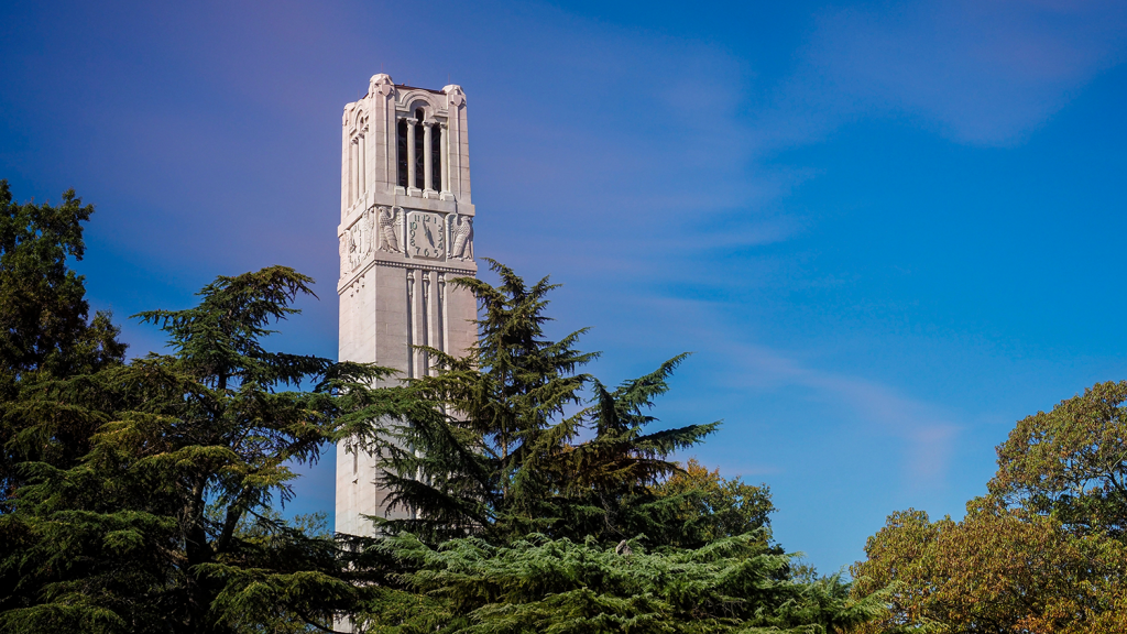 NC State's Memorial belltower on main campus.