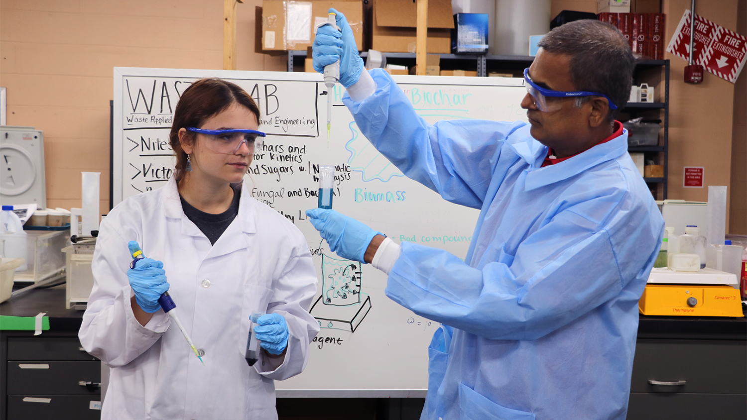 a student and researcher in lab