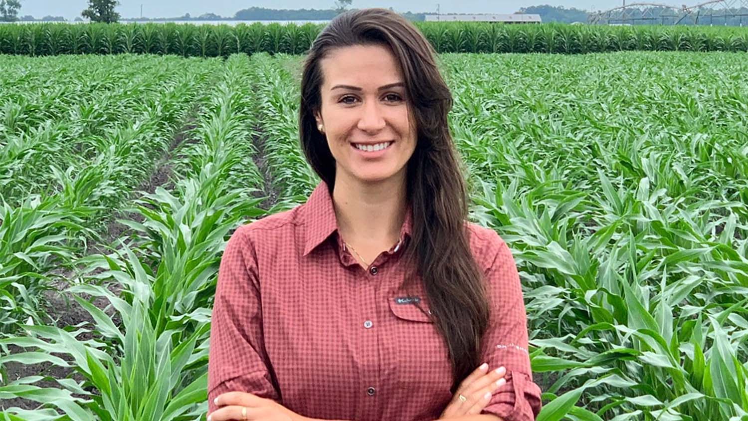 Young woman in a corn field