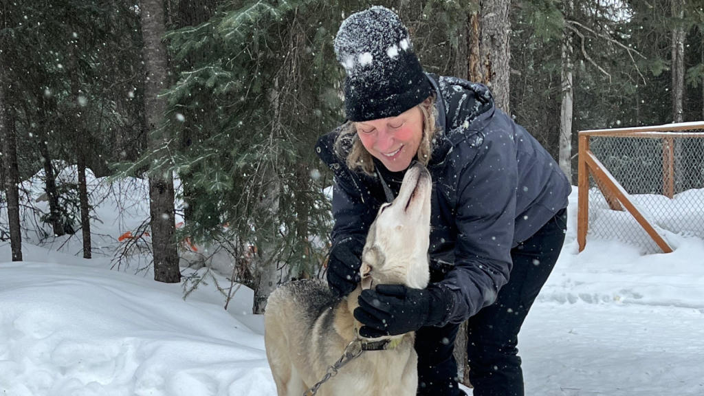 Mary Ann Lila with a husky