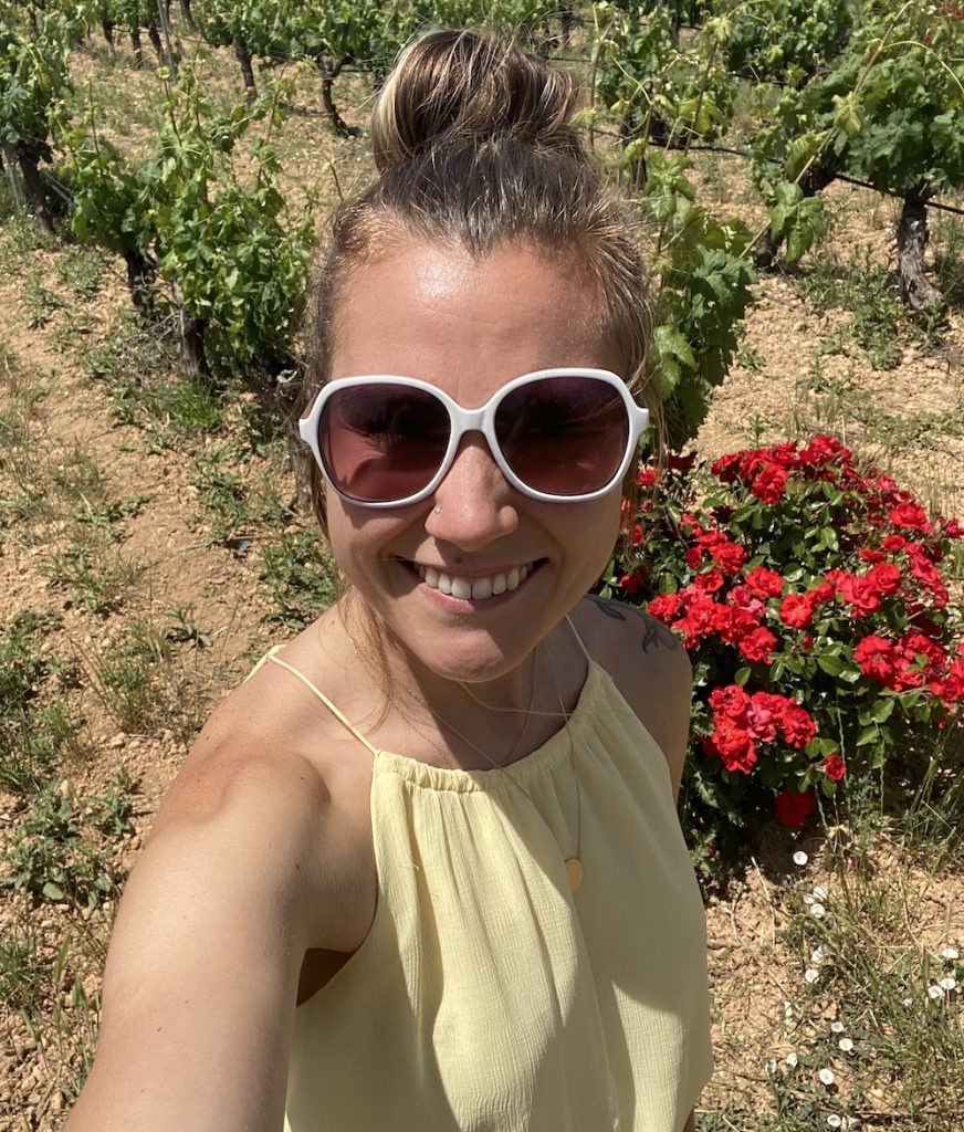 Renee Long in a Spanish flower field