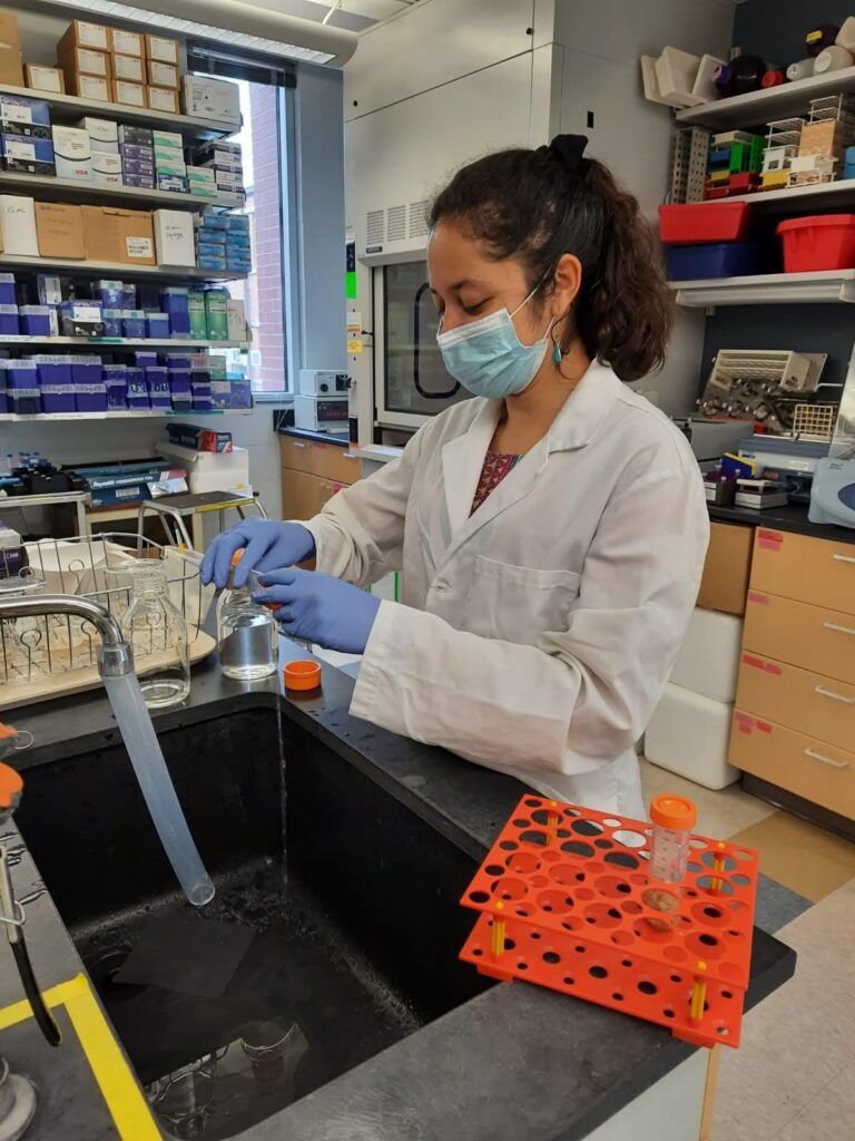 female student working in a lab