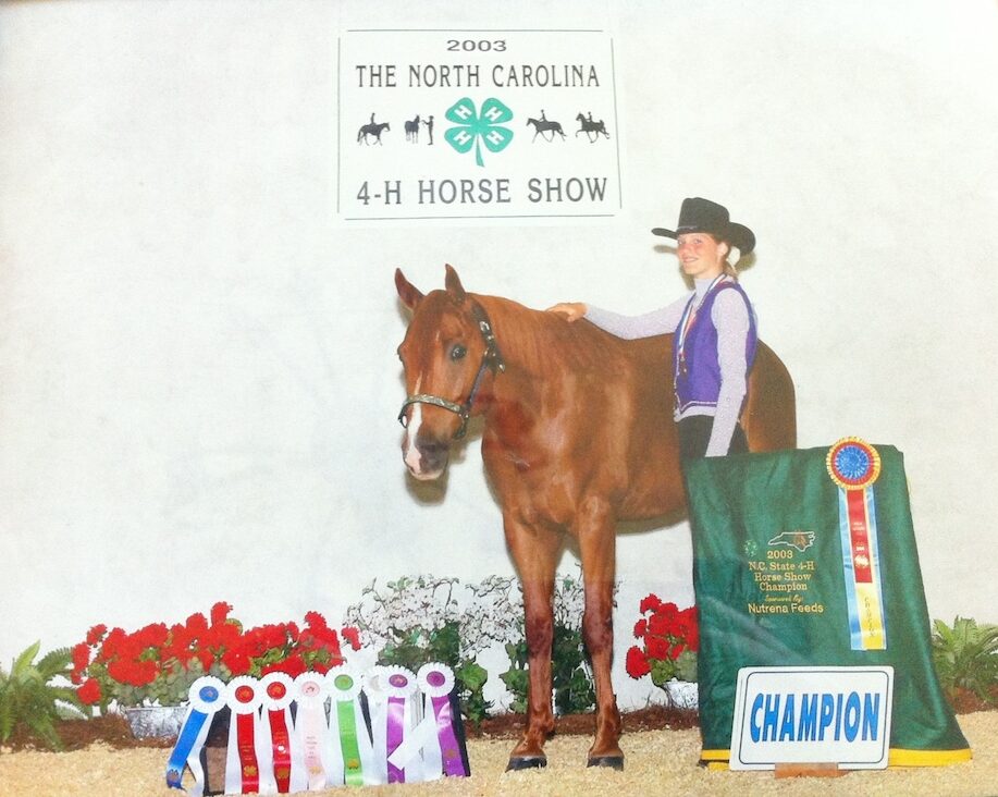 Amber Davis when she was young with her horse at a 4H show