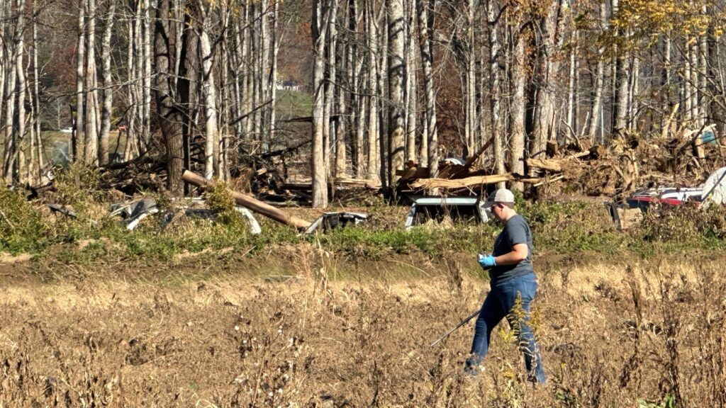 Steph Kulesza walks farm fields for soil samples