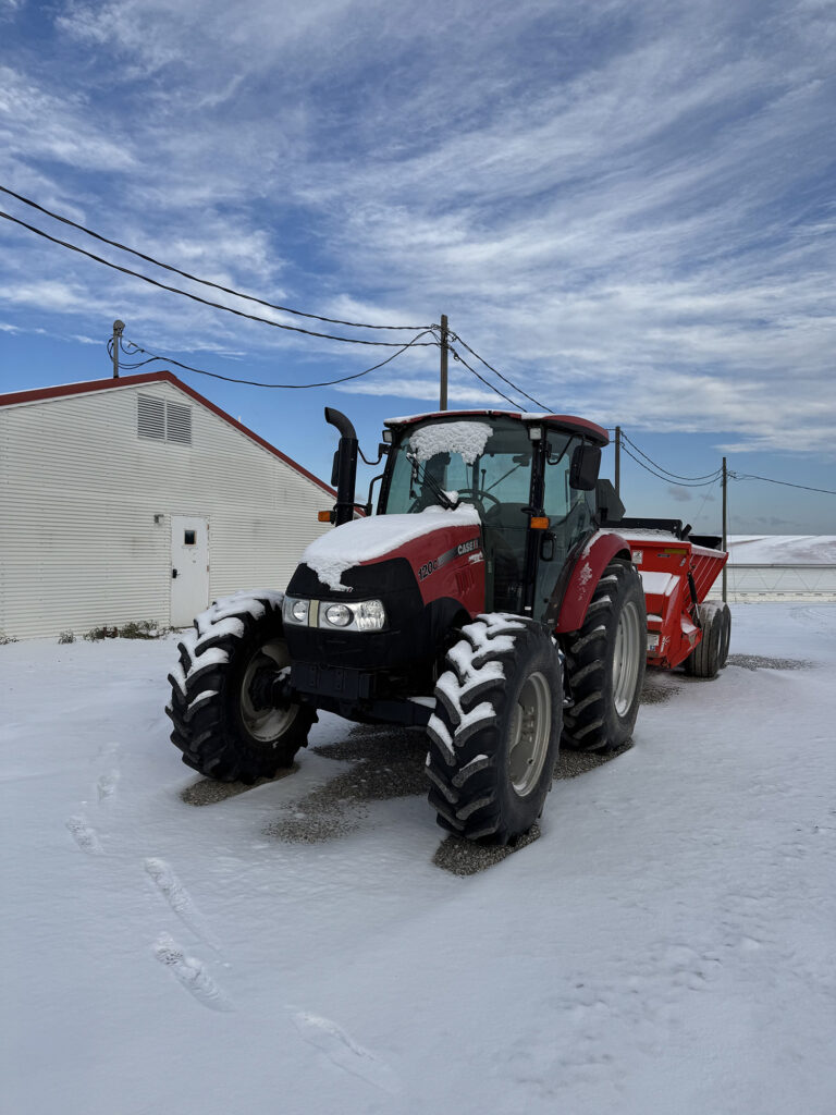 a tractor in the snow