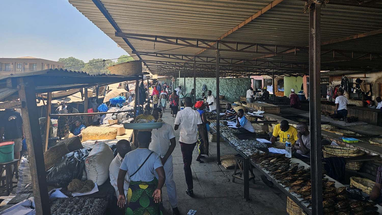 an outdoor market in Malawi