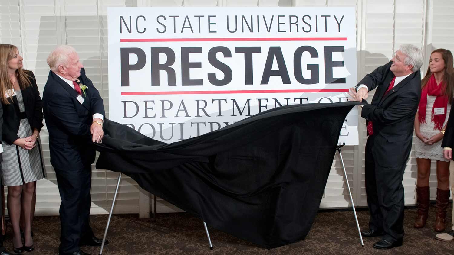 Unveiling the naming of the Prestage Family Dept of Poultry Science in 2012