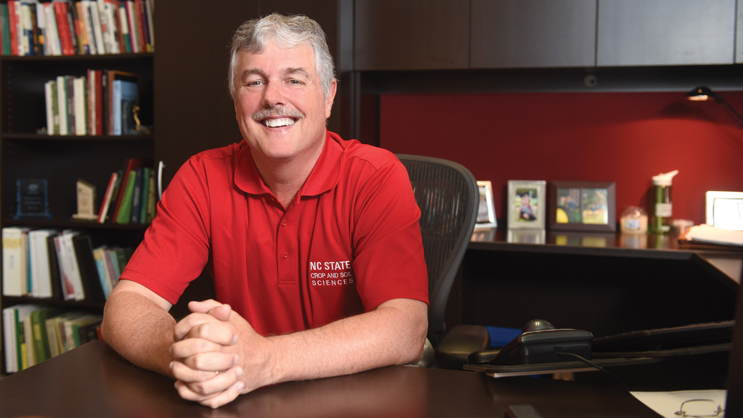 CALS Crop and Soil Sciences department head Jeff Mullahay in his office.