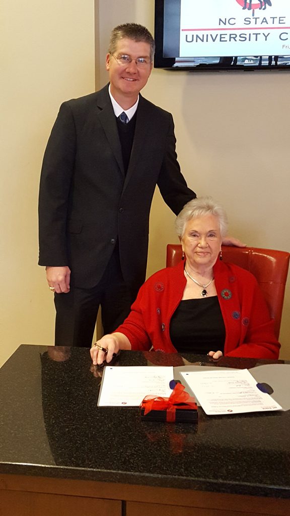 BAE Department Head Garey Fox with Mary A. Dolan at her endowment-signing ceremony