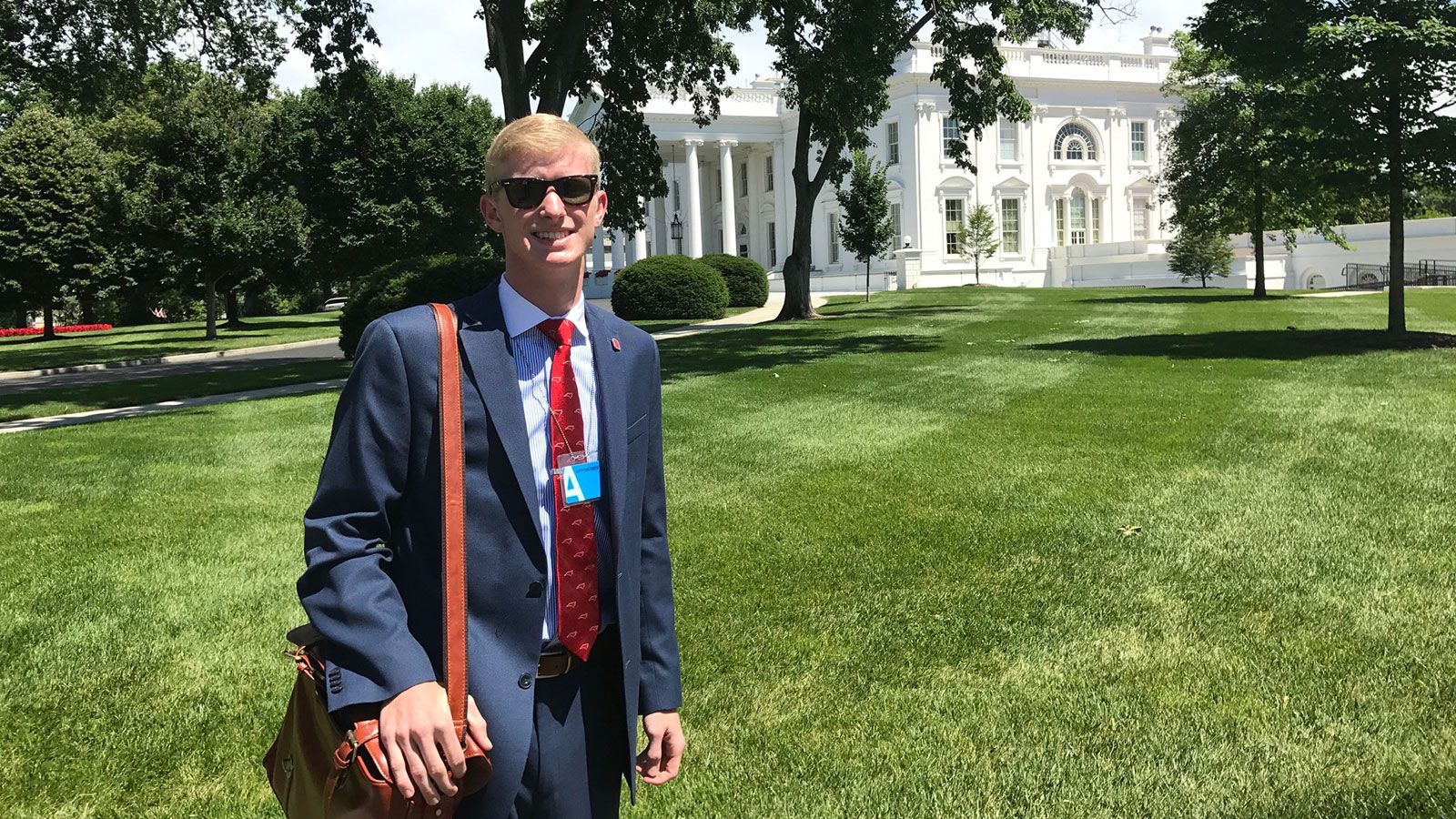 Luke Stancil on the White House lawn. 