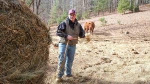 David Cox CALS Animal Science Major NCSU working on his parents' cattle farm in Sparta, NC.
