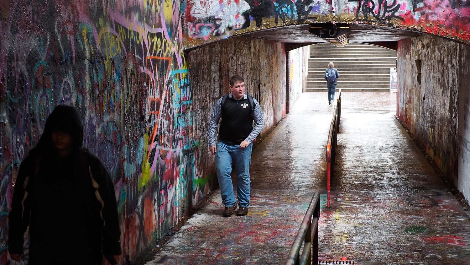 CALS Animal Science Major David Cox from Sparta in Freedom of Experession Tunnel NCSU