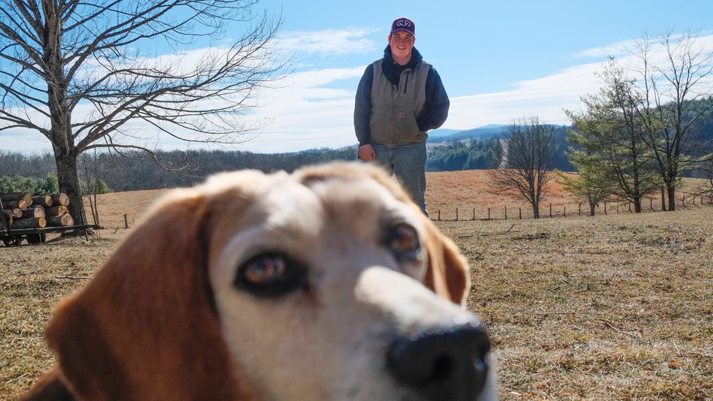 David Cox and his dog, Shiloh, in Sparta, NC.