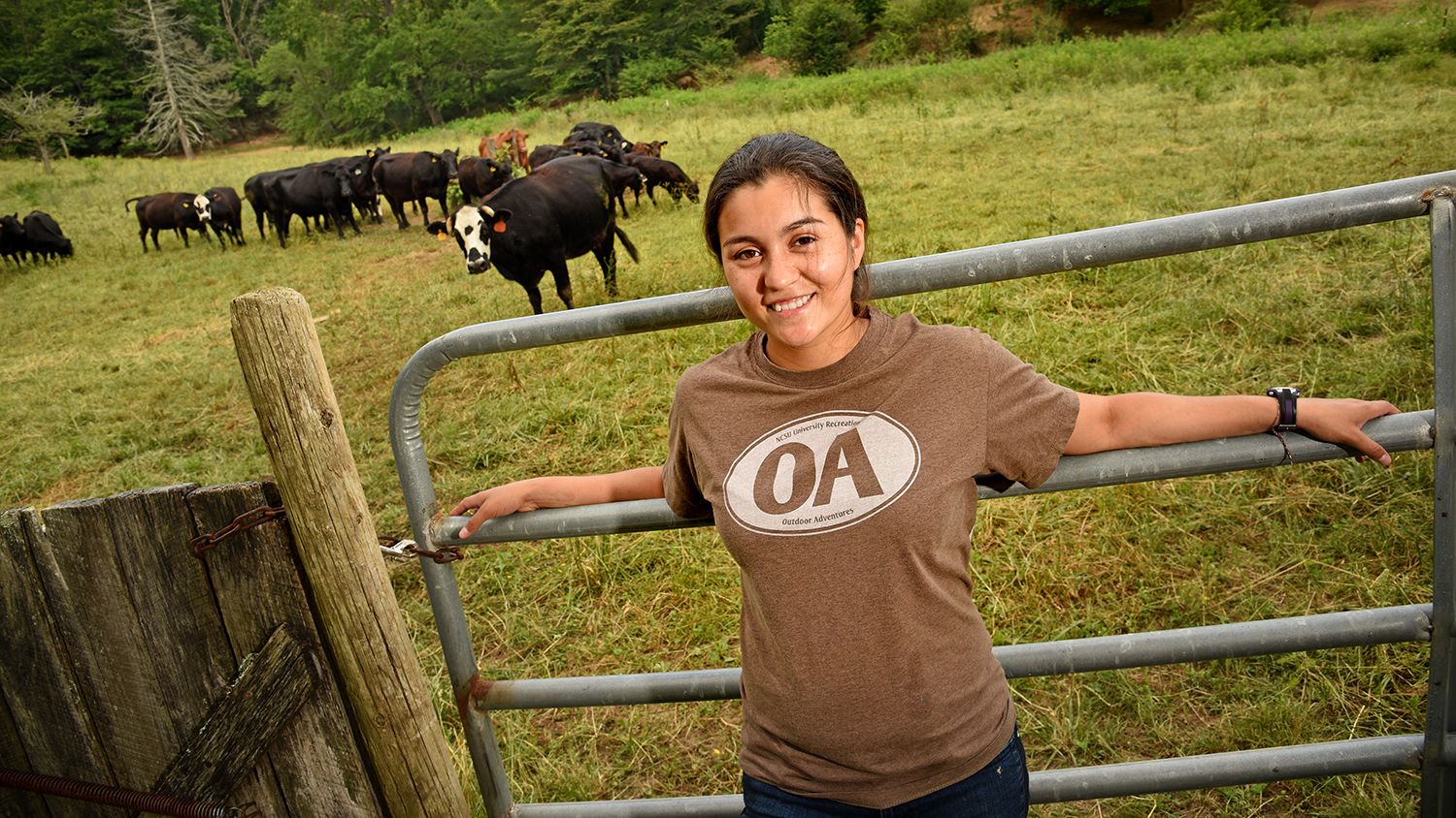 CALS student Selena Ibarra at Hickory Nut Farm in Buncombe County.