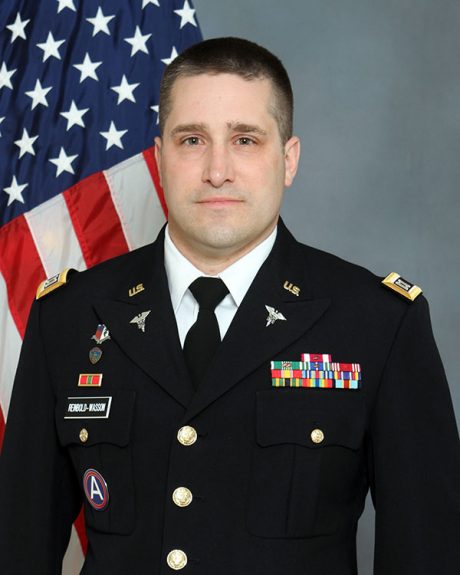 Portrait of U.S. Army Major Drew Reinbold-Wasson, a CALS Ph.D. candidate