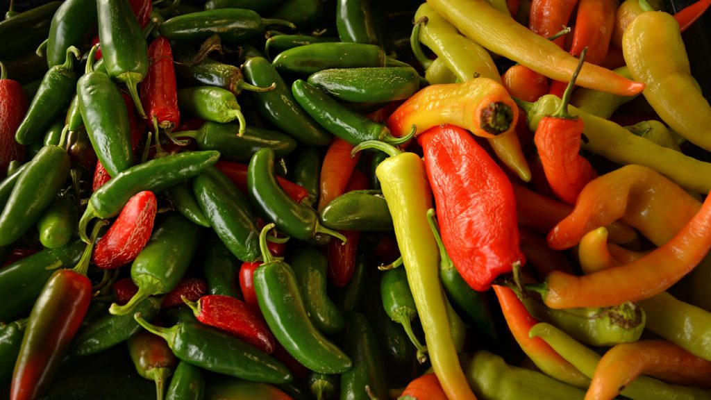 A variety of peppers