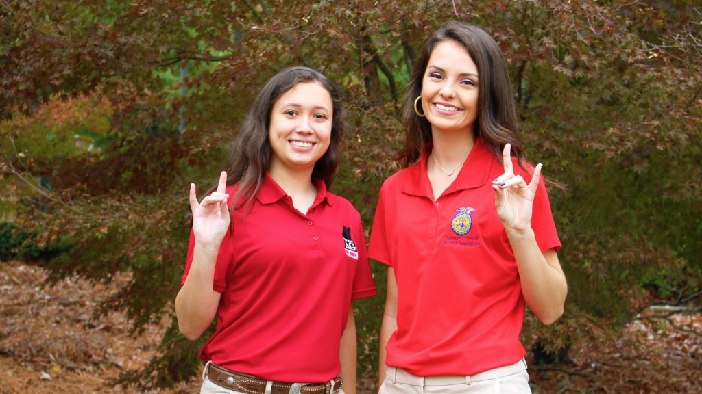 Two young female NC State students.